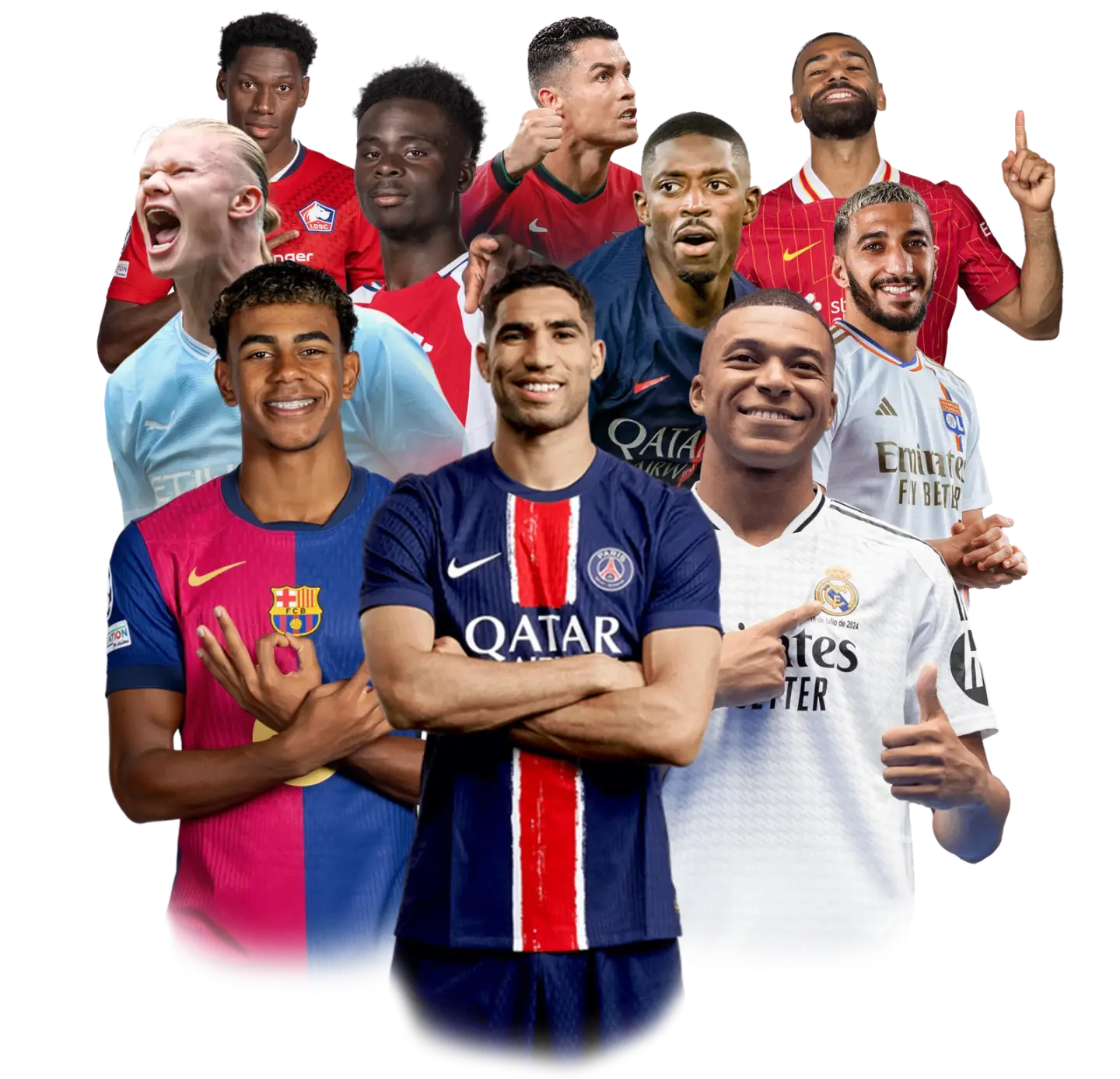 Collage of football stars from leagues around the world, shown for Premium IPTV UK
